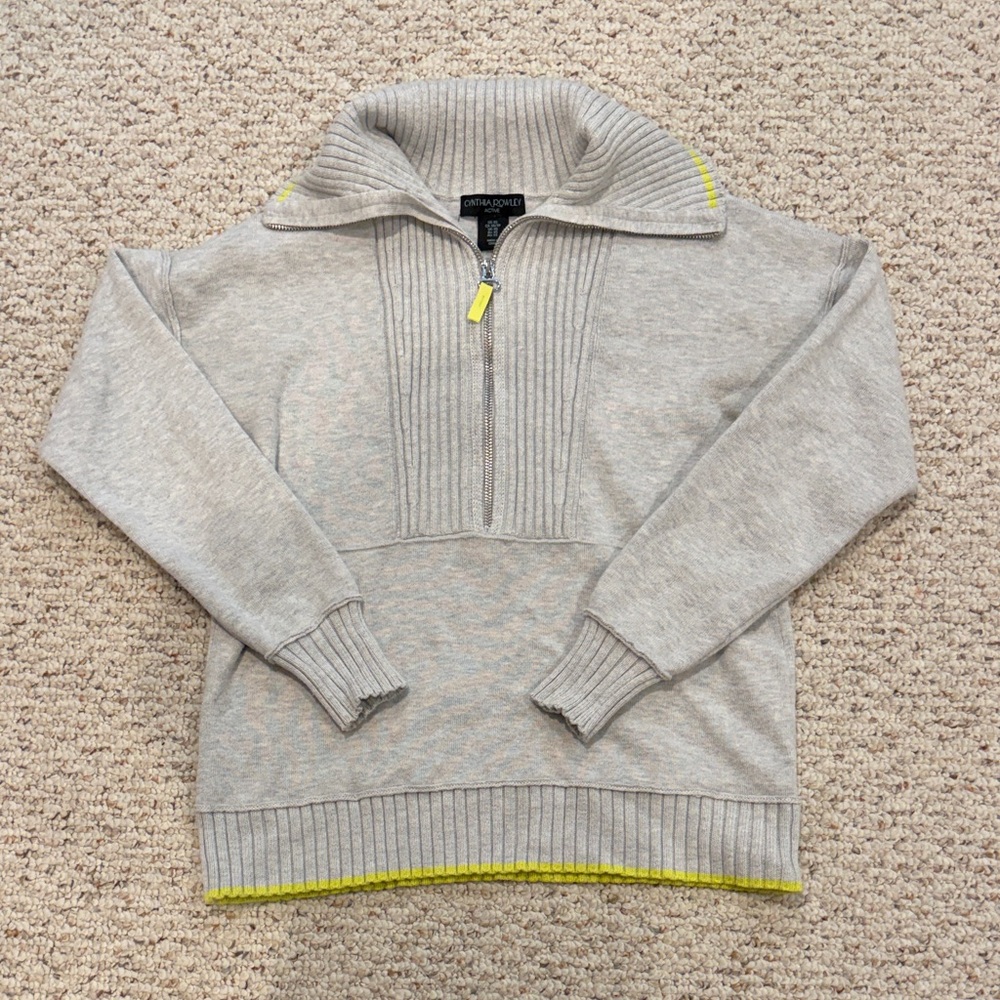 Cynthia Rowley Active Gray Half-Zip Sweater Size XS C26-004